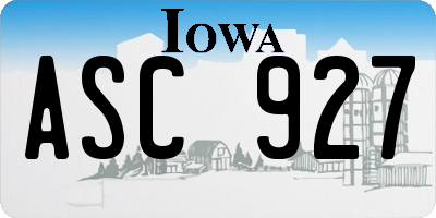 IA license plate ASC927