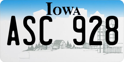 IA license plate ASC928