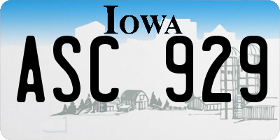 IA license plate ASC929