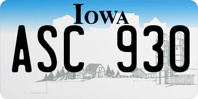 IA license plate ASC930