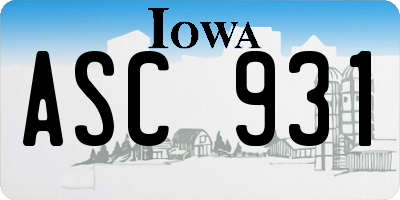 IA license plate ASC931
