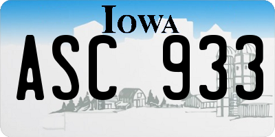 IA license plate ASC933