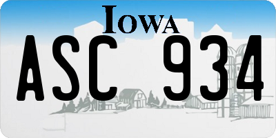 IA license plate ASC934