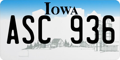 IA license plate ASC936