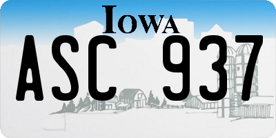 IA license plate ASC937
