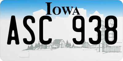 IA license plate ASC938