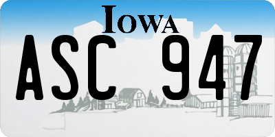 IA license plate ASC947