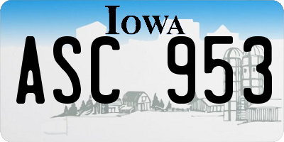 IA license plate ASC953