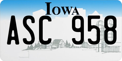 IA license plate ASC958