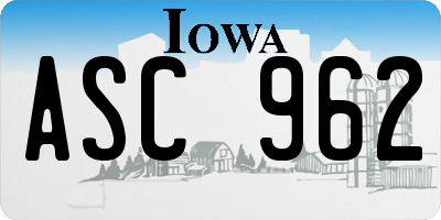 IA license plate ASC962