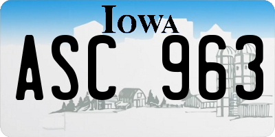 IA license plate ASC963