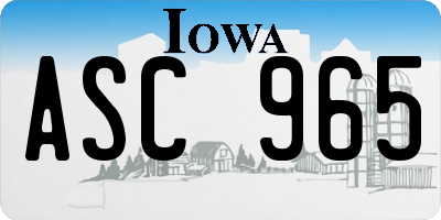 IA license plate ASC965