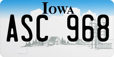 IA license plate ASC968