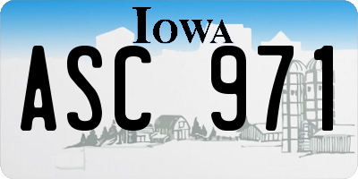 IA license plate ASC971
