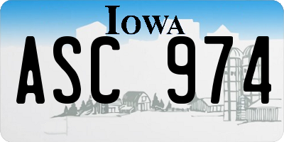 IA license plate ASC974