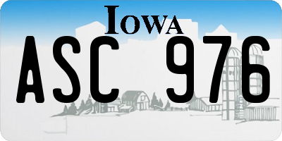 IA license plate ASC976