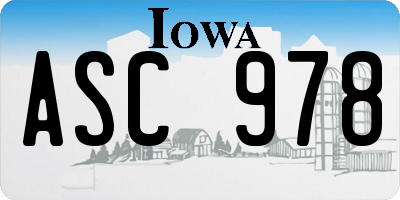 IA license plate ASC978
