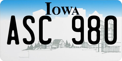 IA license plate ASC980