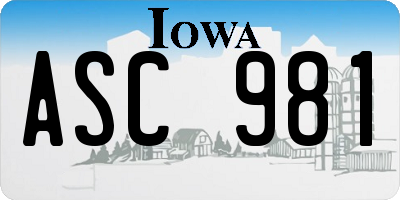 IA license plate ASC981