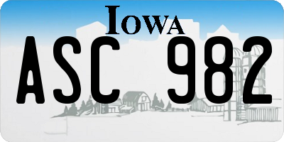 IA license plate ASC982