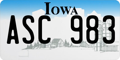 IA license plate ASC983