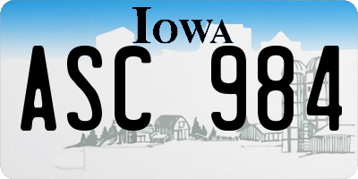 IA license plate ASC984