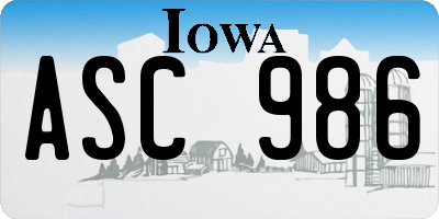 IA license plate ASC986