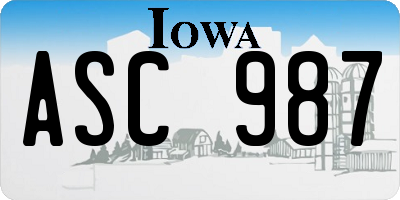 IA license plate ASC987
