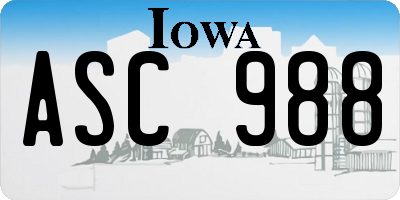 IA license plate ASC988