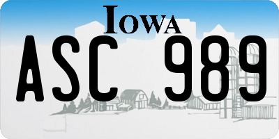 IA license plate ASC989