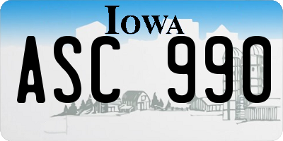 IA license plate ASC990