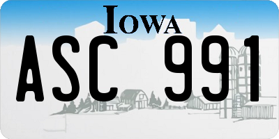 IA license plate ASC991