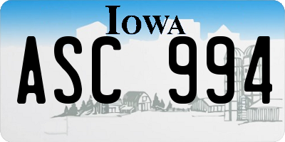IA license plate ASC994