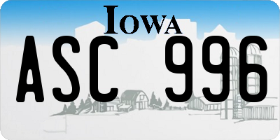 IA license plate ASC996