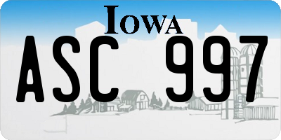IA license plate ASC997