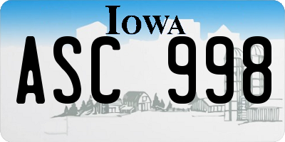 IA license plate ASC998