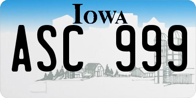IA license plate ASC999