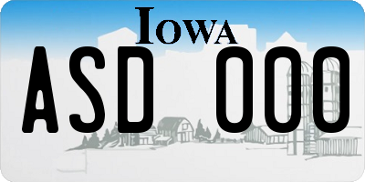 IA license plate ASD000