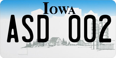 IA license plate ASD002