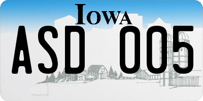 IA license plate ASD005