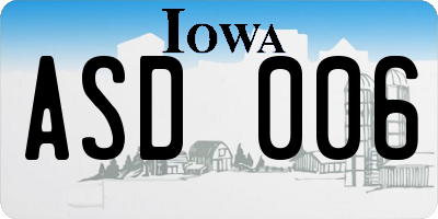 IA license plate ASD006