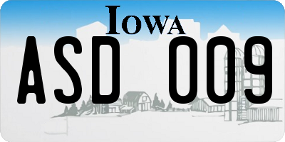 IA license plate ASD009