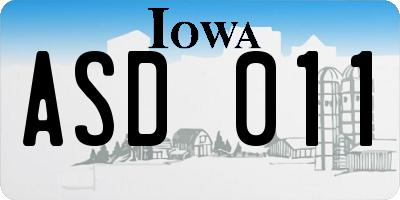 IA license plate ASD011