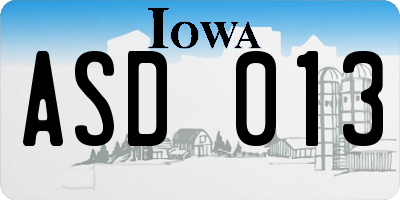 IA license plate ASD013