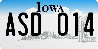 IA license plate ASD014