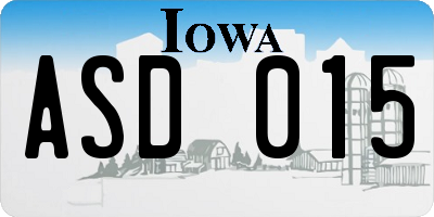 IA license plate ASD015