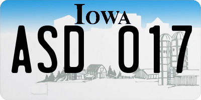 IA license plate ASD017