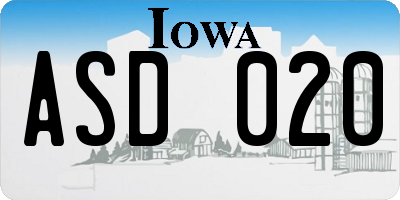 IA license plate ASD020