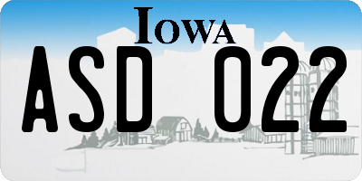 IA license plate ASD022