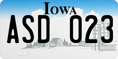 IA license plate ASD023